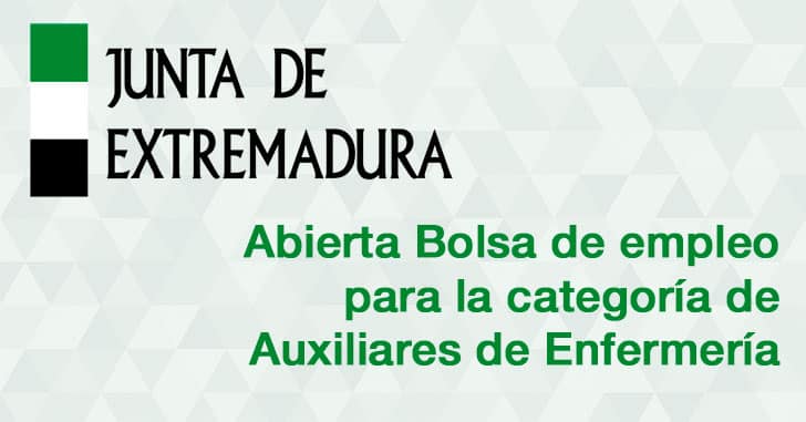 Extremadura abre una Bolsa de empleo para Auxiliares de Enfermería
